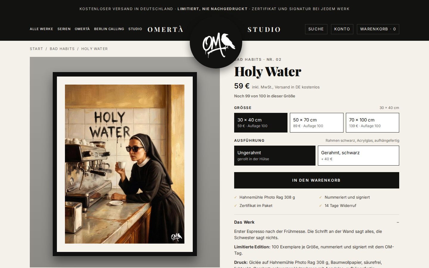 Produktseite Holy Water